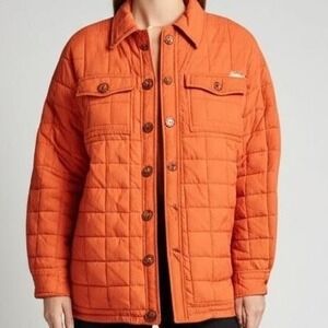 Evy's Tree Quilted Jacket Womens Size L Light Orange‎ Terra Cotta Button Front